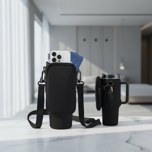 40oz Water Bottle Carrier Bag with Adjustable Strap - Insulated Tumbler Holder for Hiking & Travel