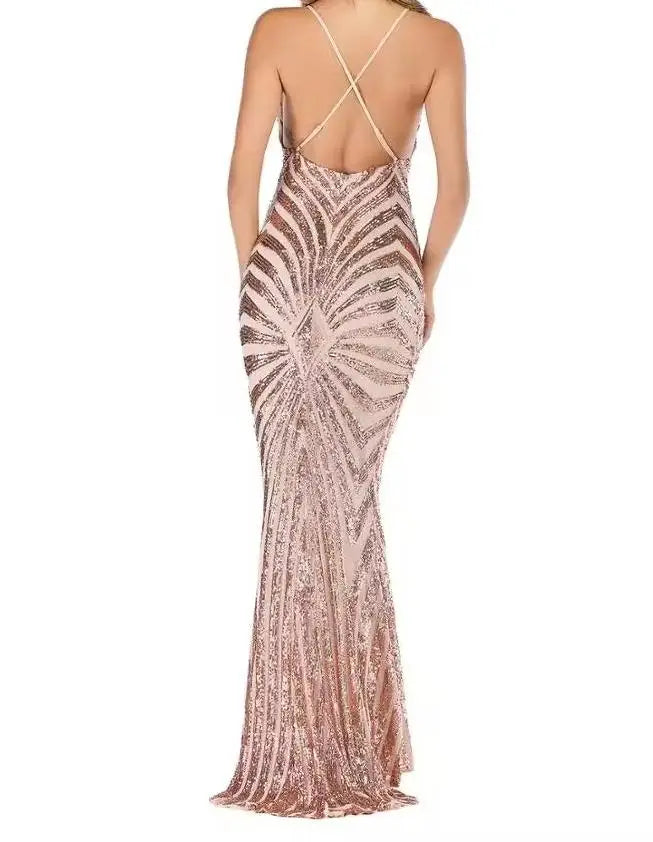 Long Dress Deep V-neck Women Dresses