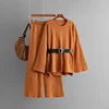 Casual Set Women's Belted Top + Loose Wide-Leg Pants 2-Piece