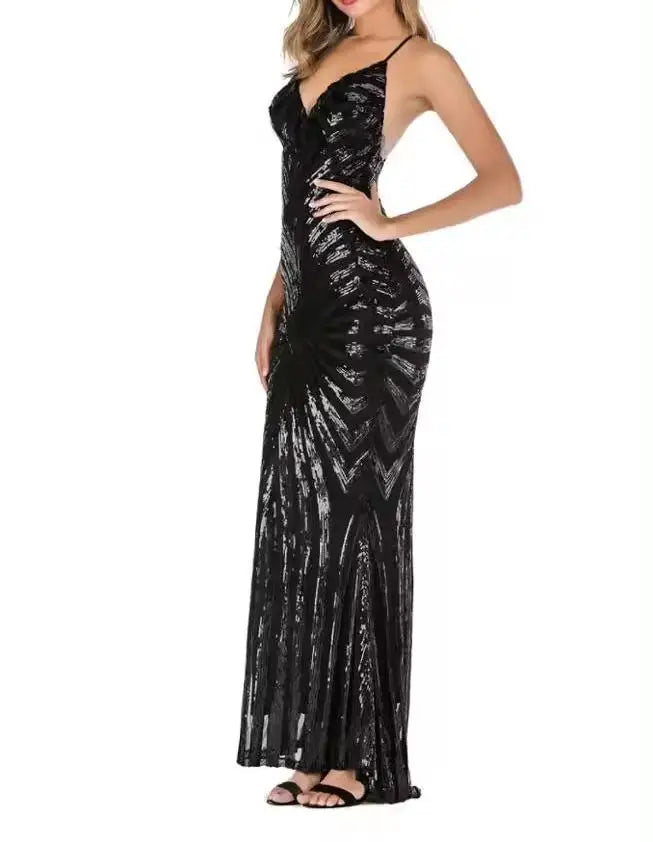 Long Dress Deep V-neck Women Dresses