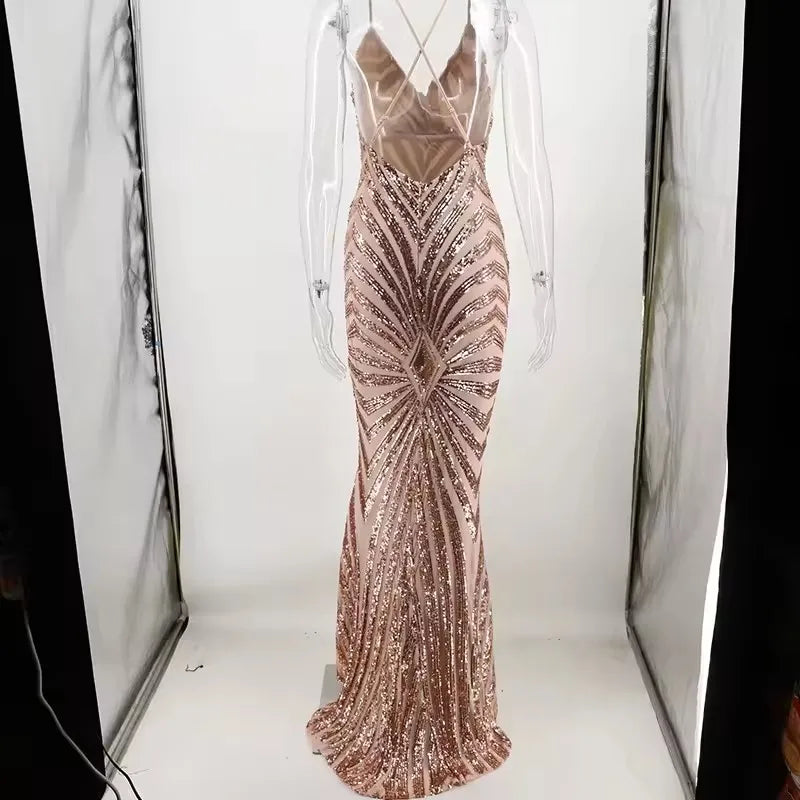 Long Dress Deep V-neck Women Dresses