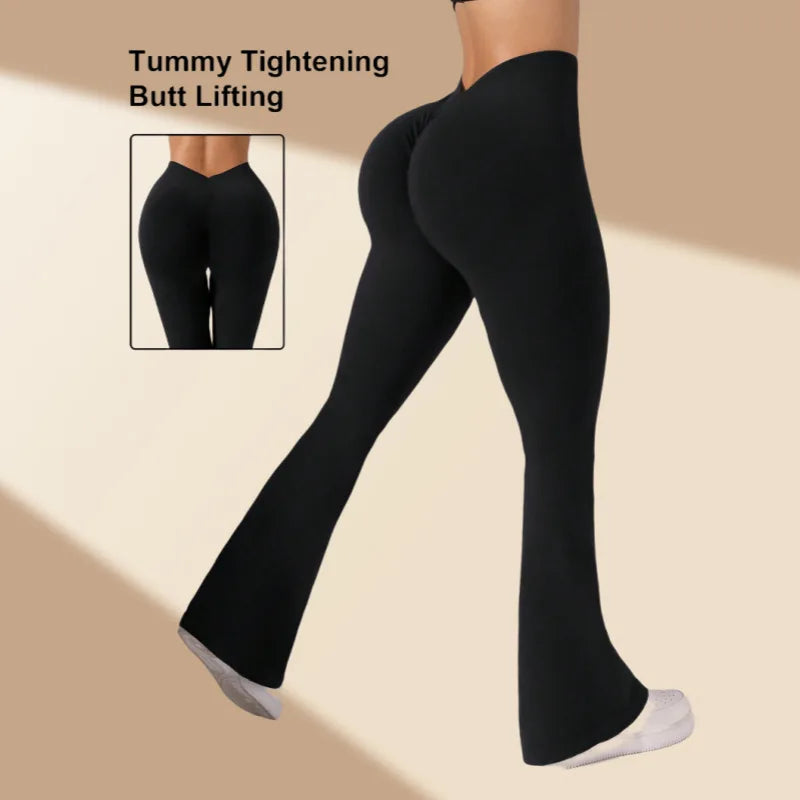 Flare Leggings V-shaped Hip Yoga Pants Women High Waist