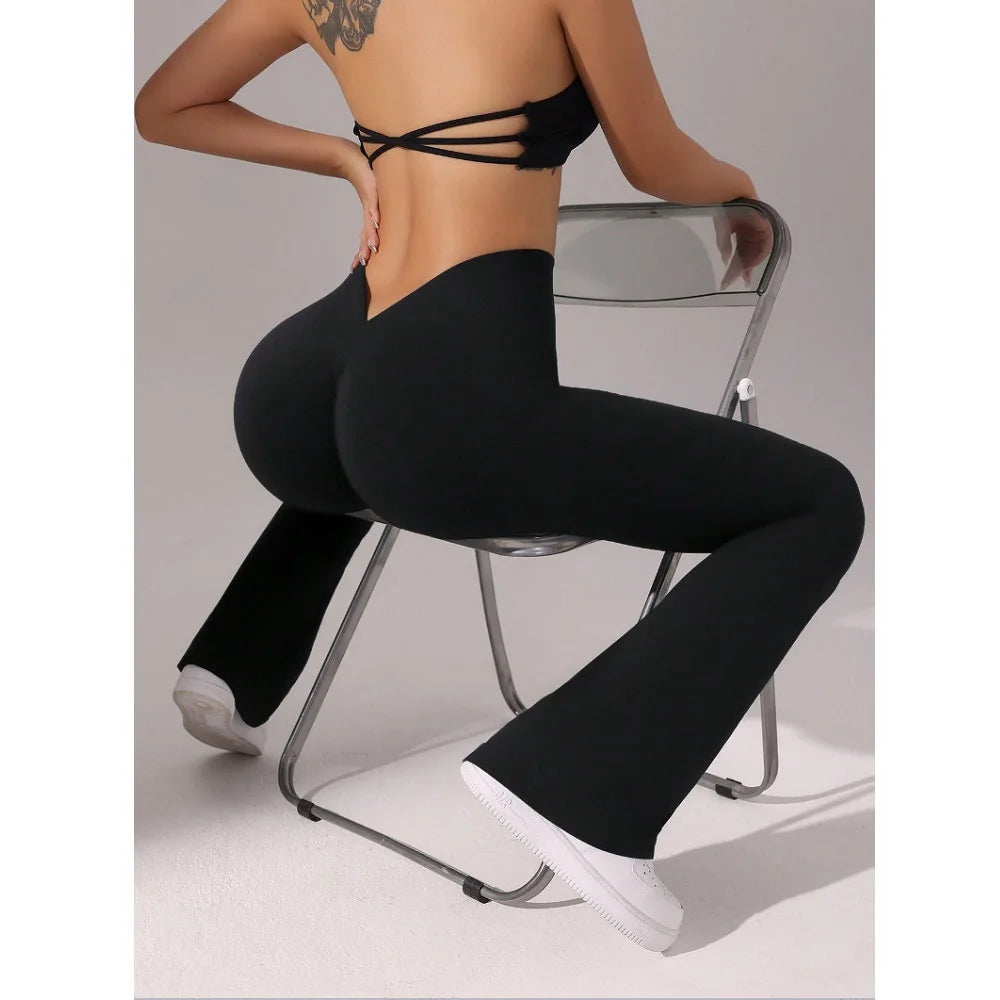 Flare Leggings V-shaped Hip Yoga Pants Women High Waist