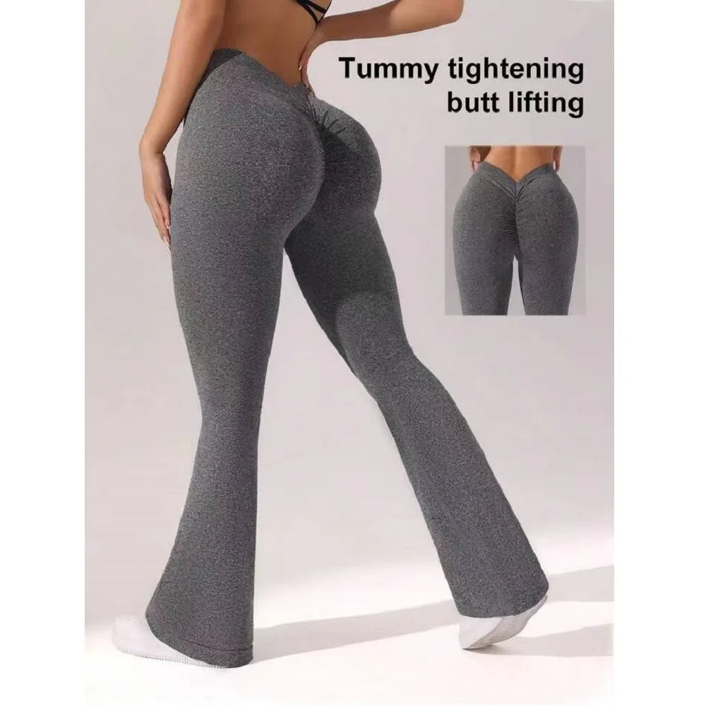 Flare Leggings V-shaped Hip Yoga Pants Women High Waist