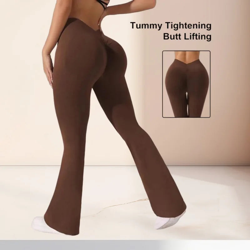Flare Leggings V-shaped Hip Yoga Pants Women High Waist