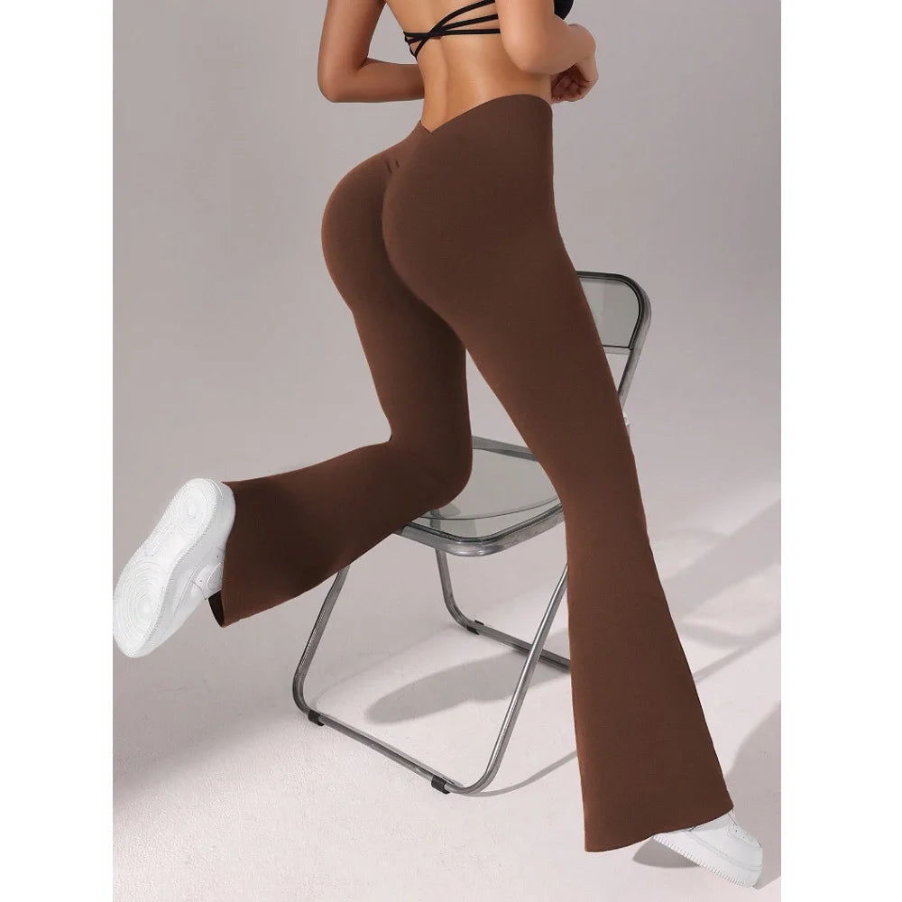 Flare Leggings V-shaped Hip Yoga Pants Women High Waist