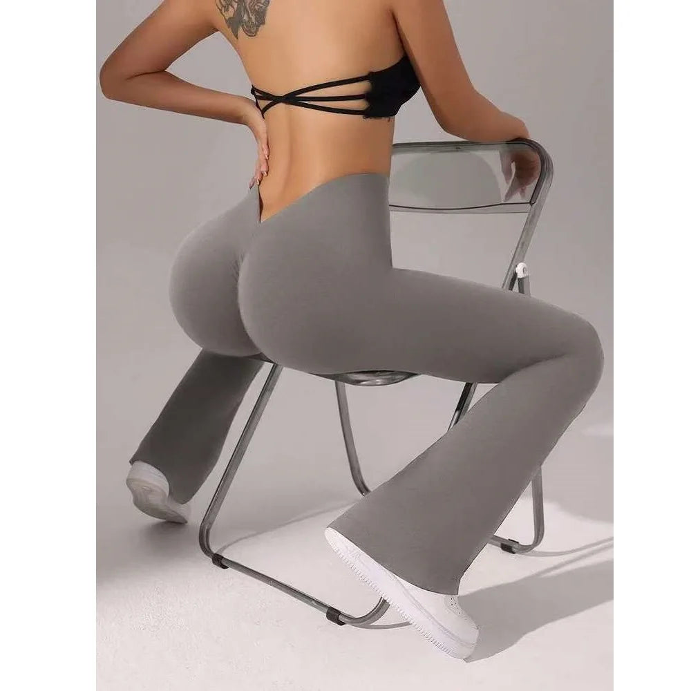 Flare Leggings V-shaped Hip Yoga Pants Women High Waist
