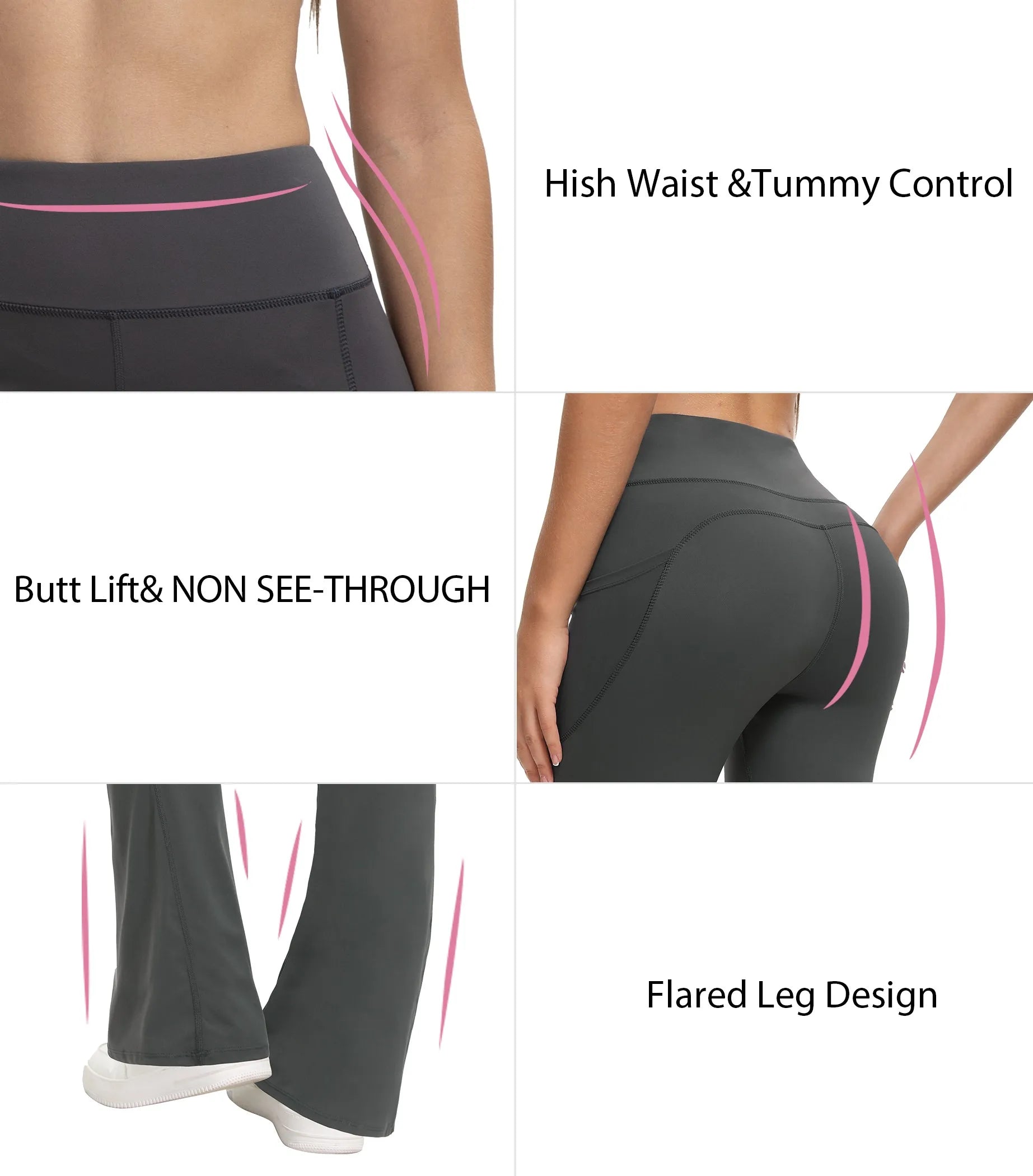 Flare Leggings with Side Pockets Soft Yoga Women's Pants High Waist Gym Slim Pants Fitness and Body Building Sportwear