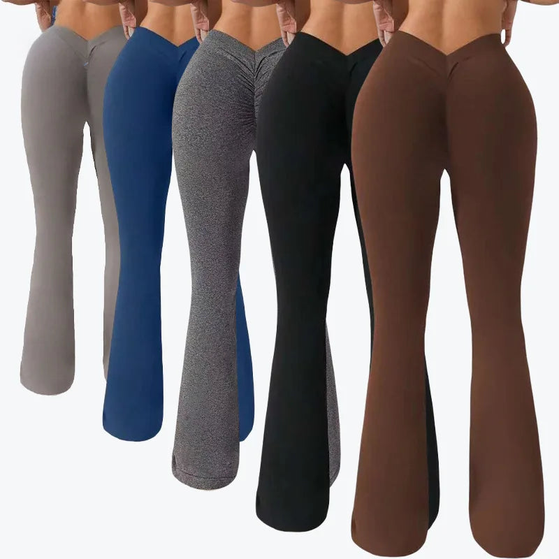 Flare Leggings V-shaped Hip Yoga Pants Women High Waist