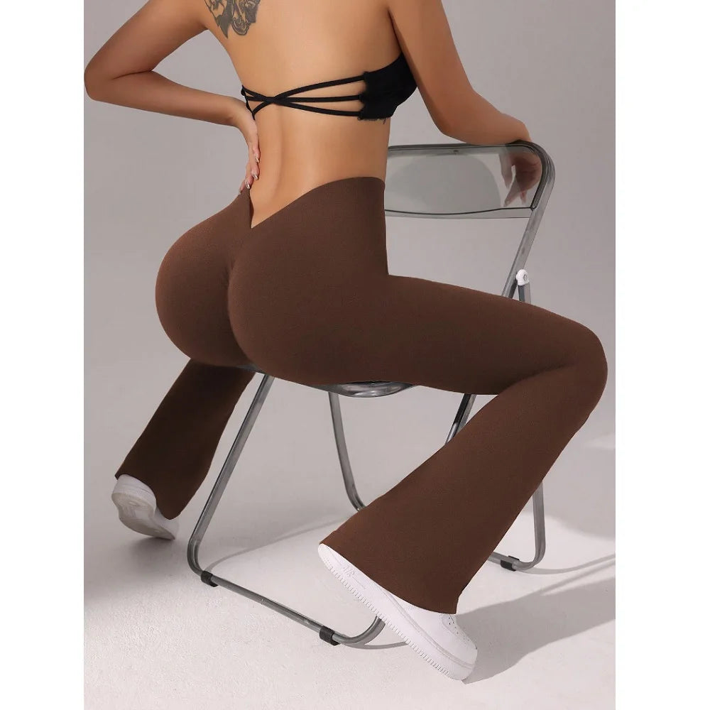 Flare Leggings V-shaped Hip Yoga Pants Women High Waist