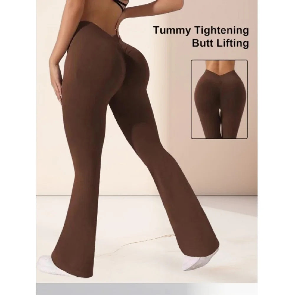 Flare Leggings V-shaped Hip Yoga Pants Women High Waist