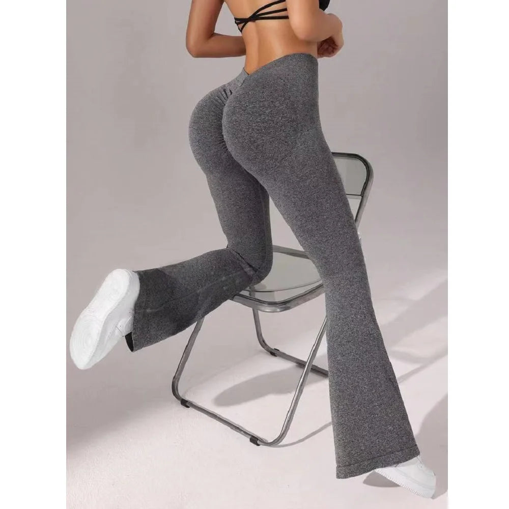 Flare Leggings V-shaped Hip Yoga Pants Women High Waist