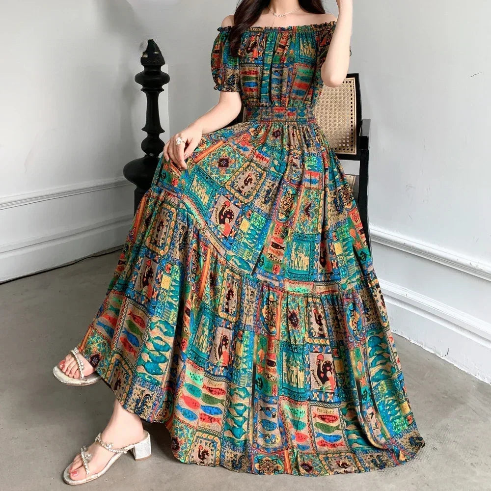 Indian Dress Summer Beach Holiday Women Clothes Long Maxi Vintage Sexy Korean Prom Casual Boho Bohemian Floral Robe Vestidos