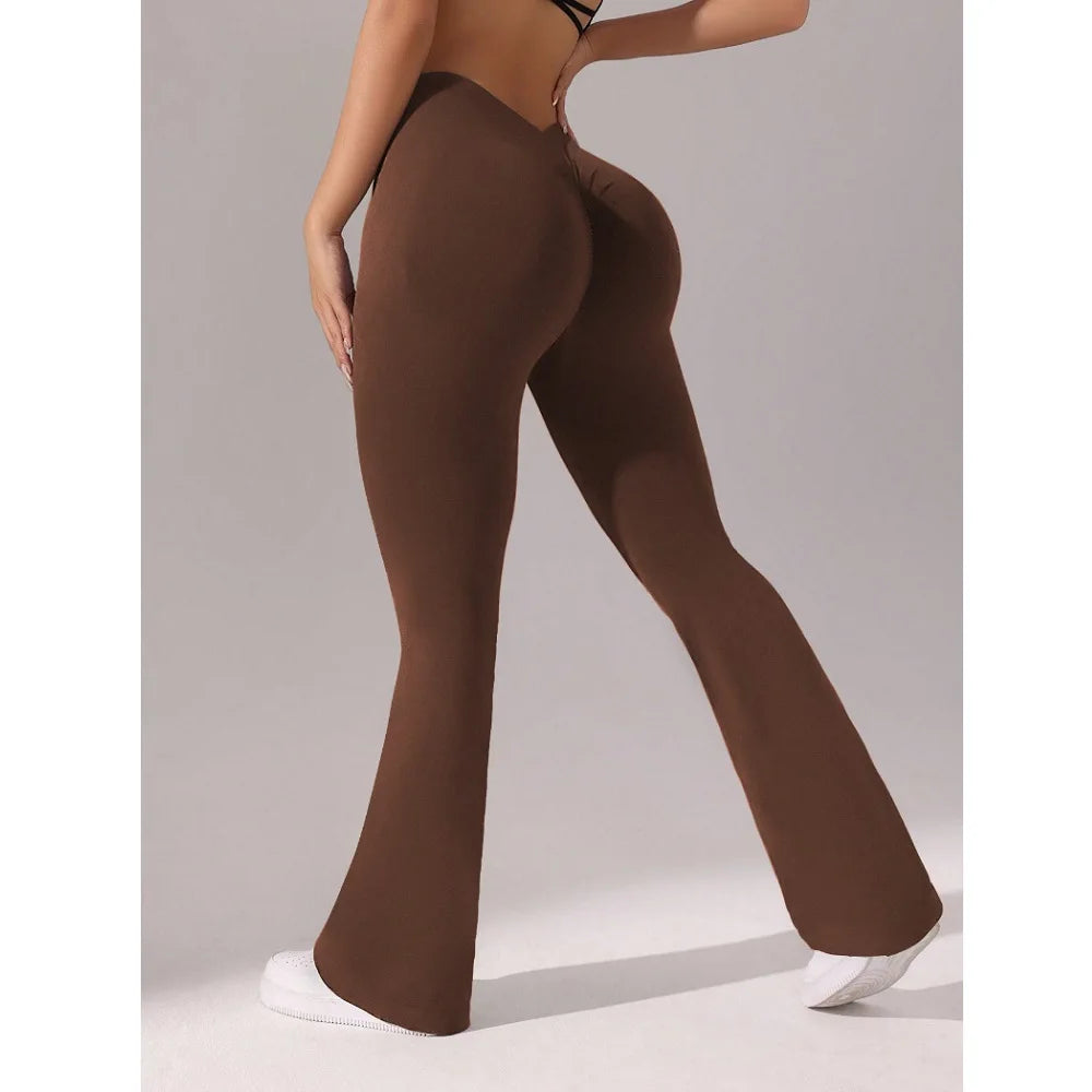 Flare Leggings V-shaped Hip Yoga Pants Women High Waist