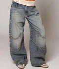 Baggy Retro Jeans Hip Hop Splice Fashion Jeans Basics Simple Wide Leg Pants Cargo Pants American Street Clothes
