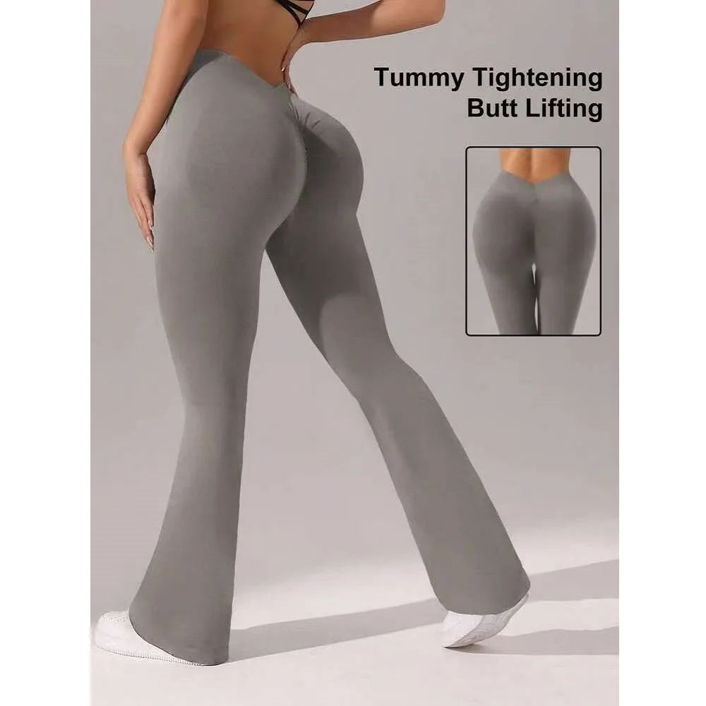 Flare Leggings V-shaped Hip Yoga Pants Women High Waist